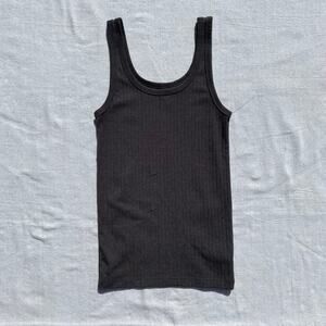 Aerie Scoop Neck Ribbed Tank Top Dark Gray XS Stretch Sleeveless Cotton Blend AE